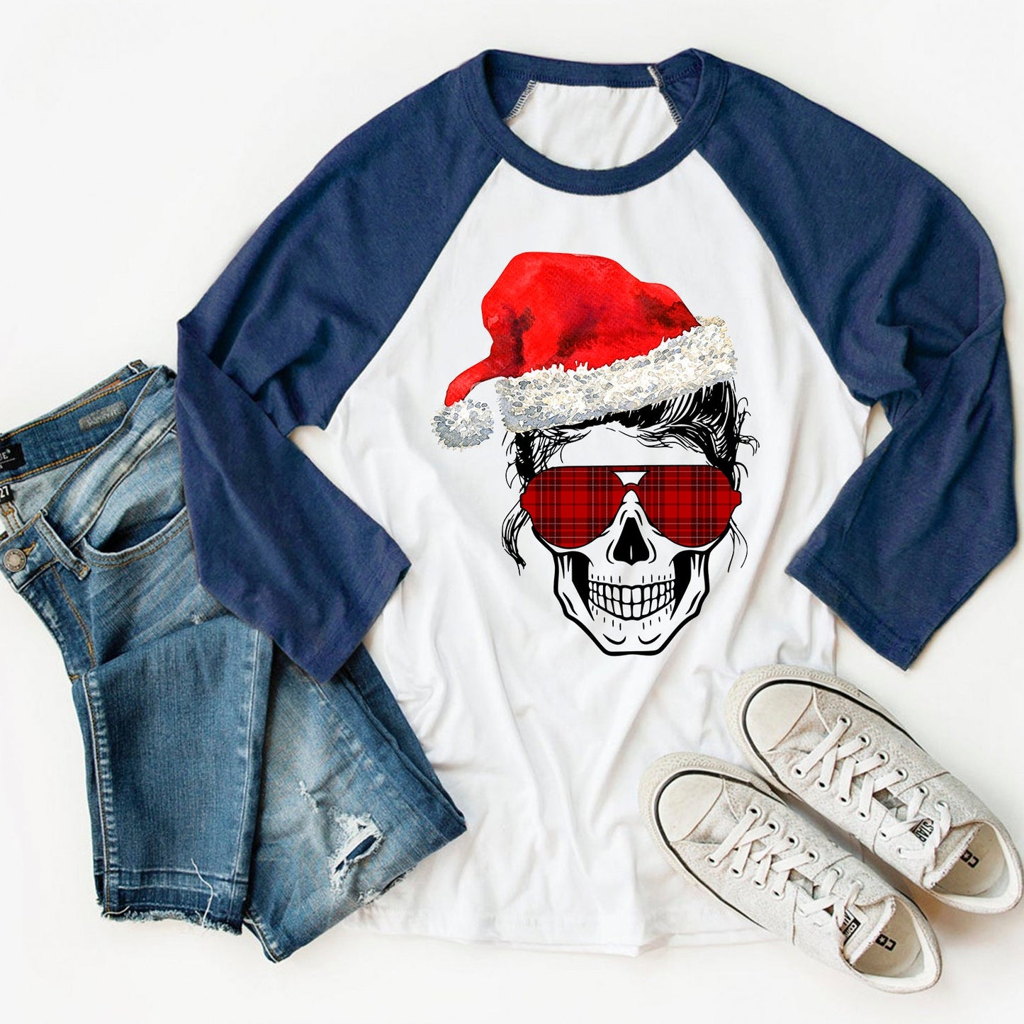 Christmas skull mom sublimation design