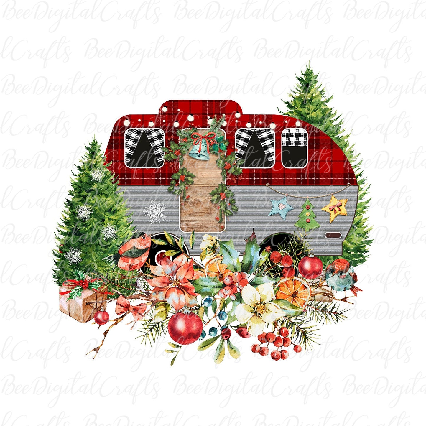 Christmas camper sublimation design