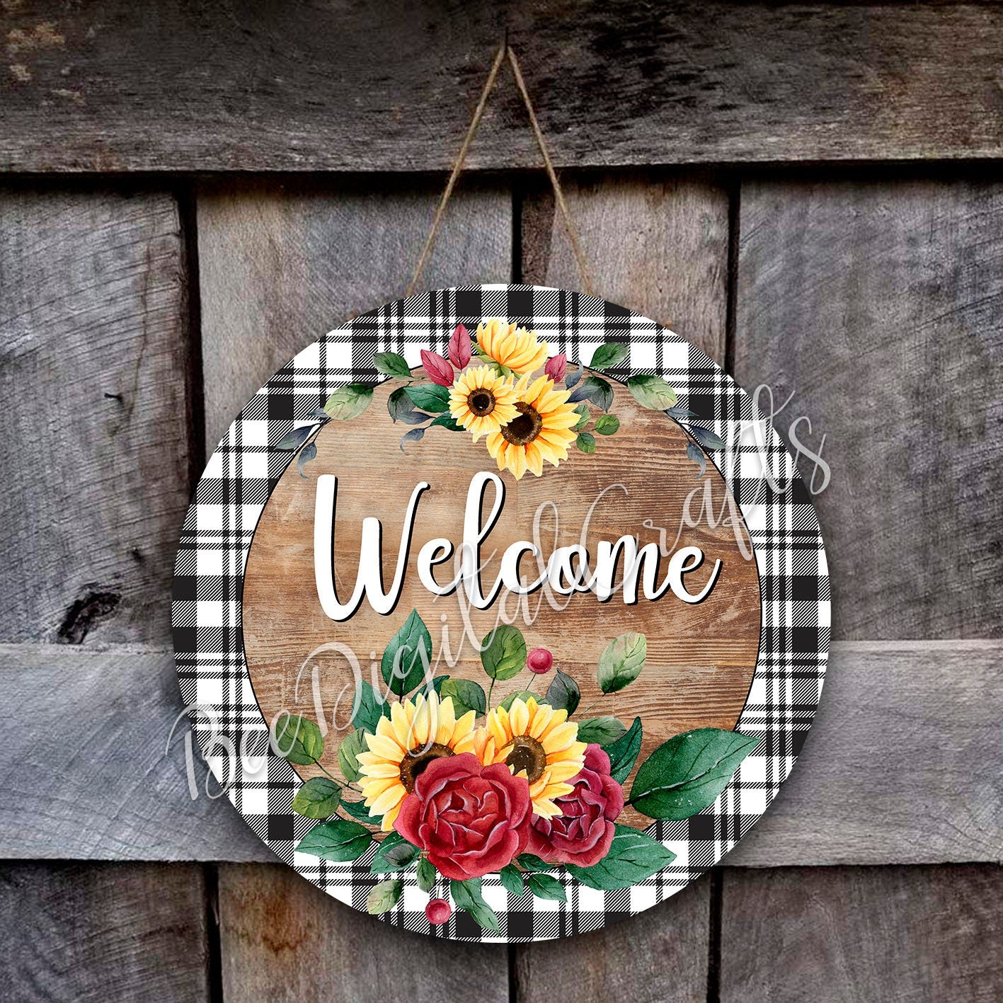 Welcome door sign, 12 inch download design