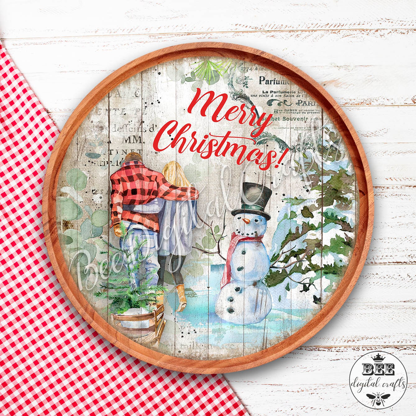 Merry Christmas door hanger, 12 inch digital download