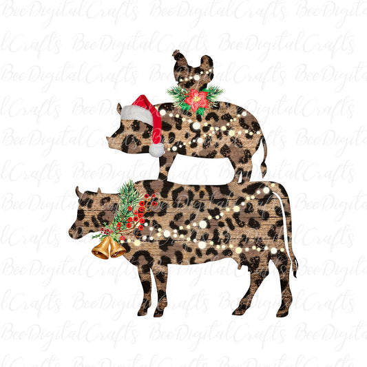 Christmas farm animal sublimation design