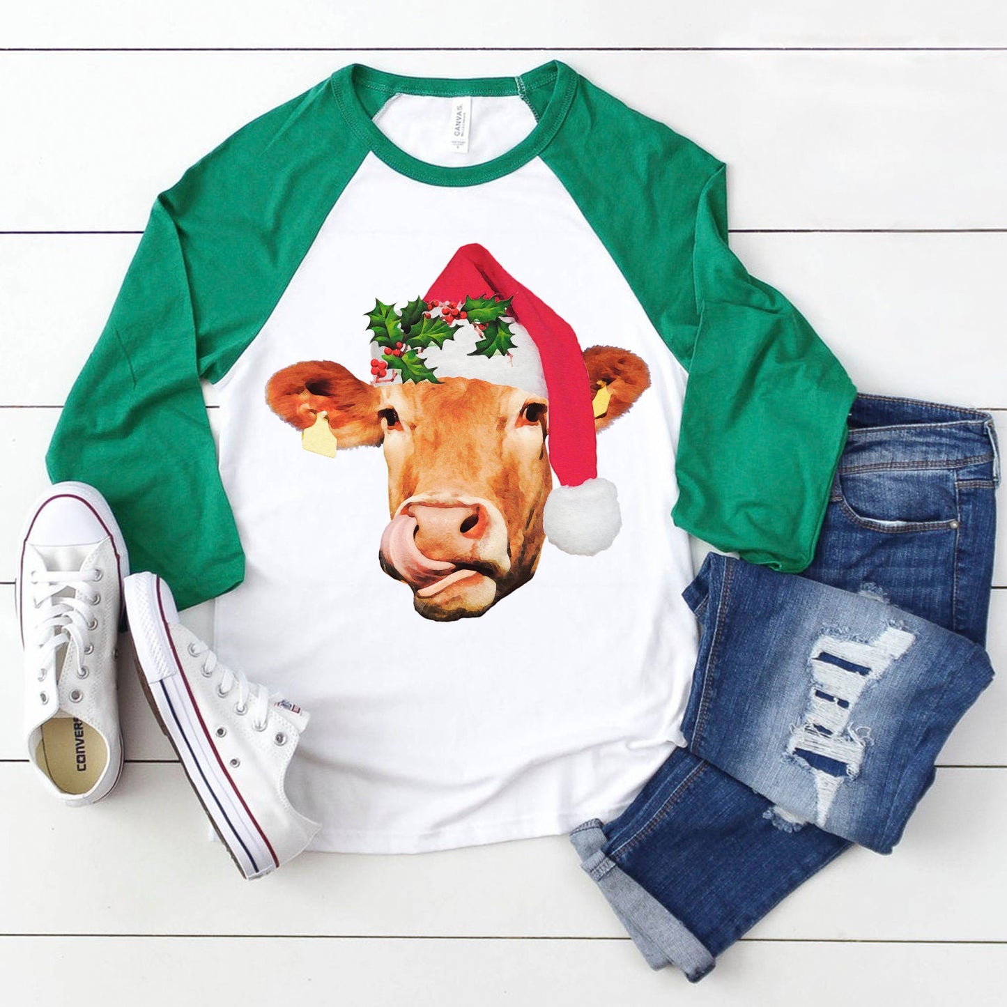 Christmas cow sublimation design