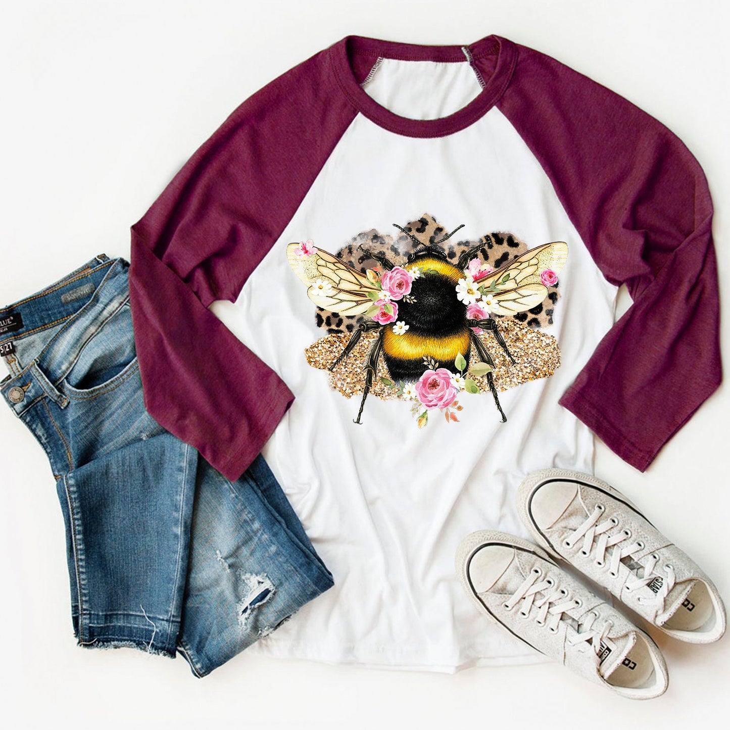 Bee with flower sublimation design