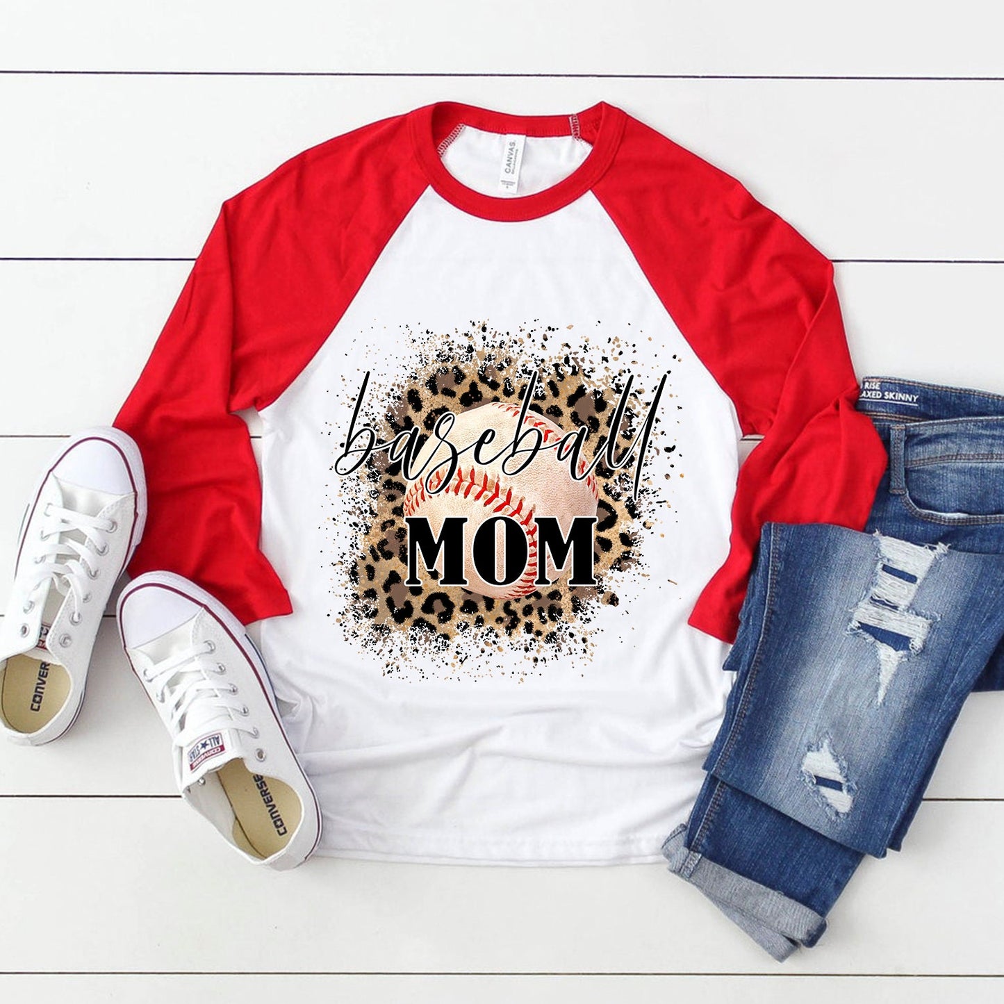 Baseball mom leopard sublimation design