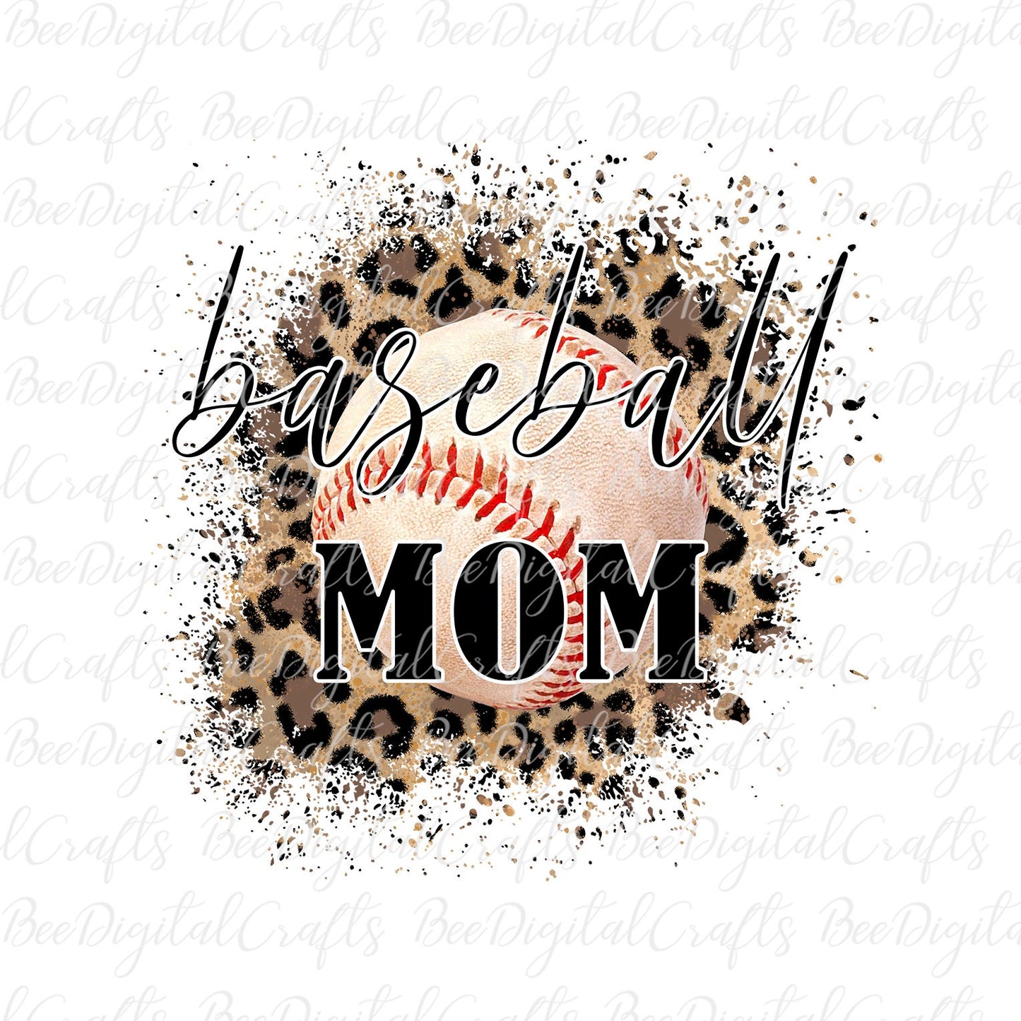 Baseball mom leopard sublimation design