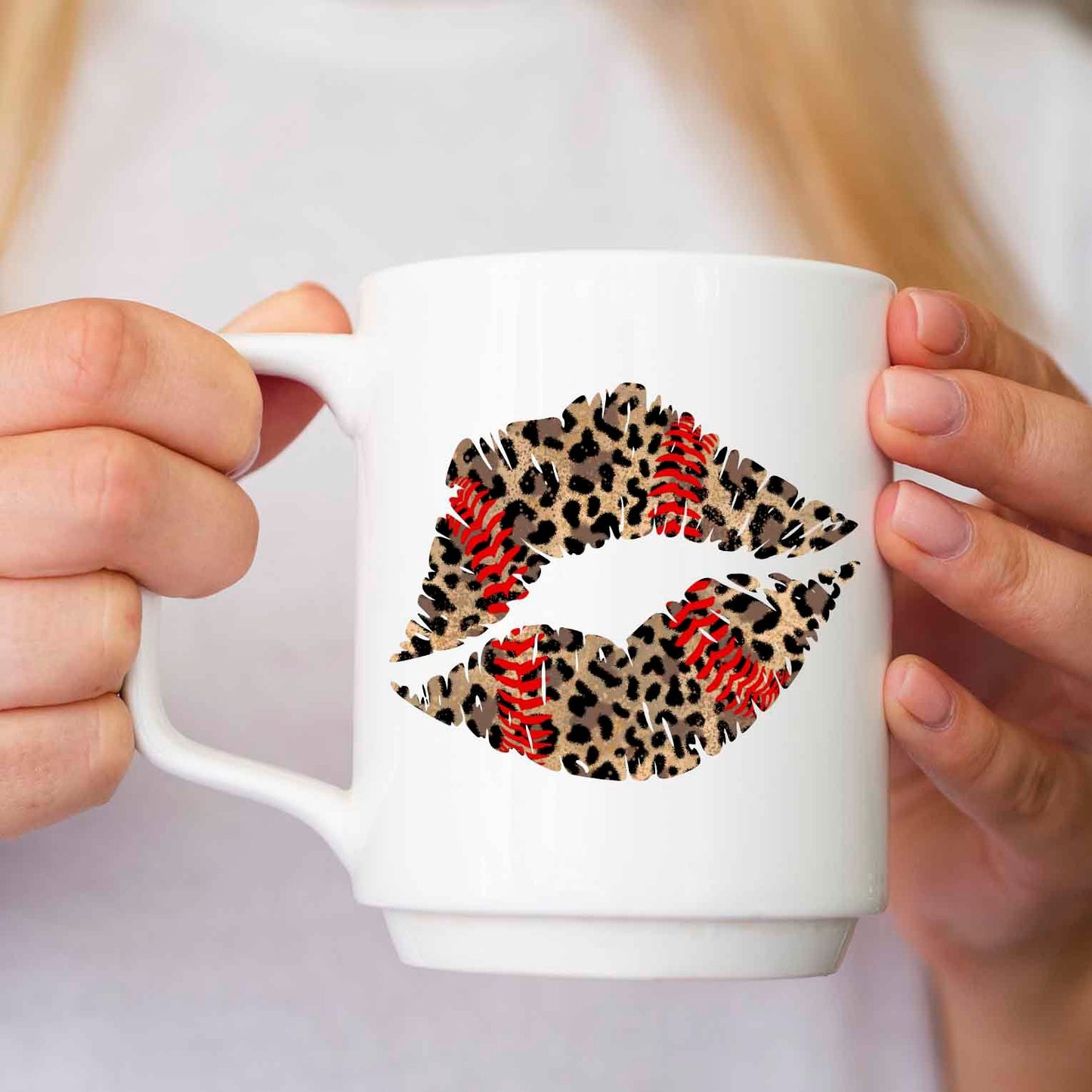 Baseball leopard lips sublimation design