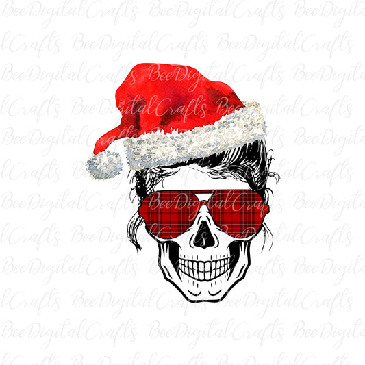 Christmas skull mom sublimation design