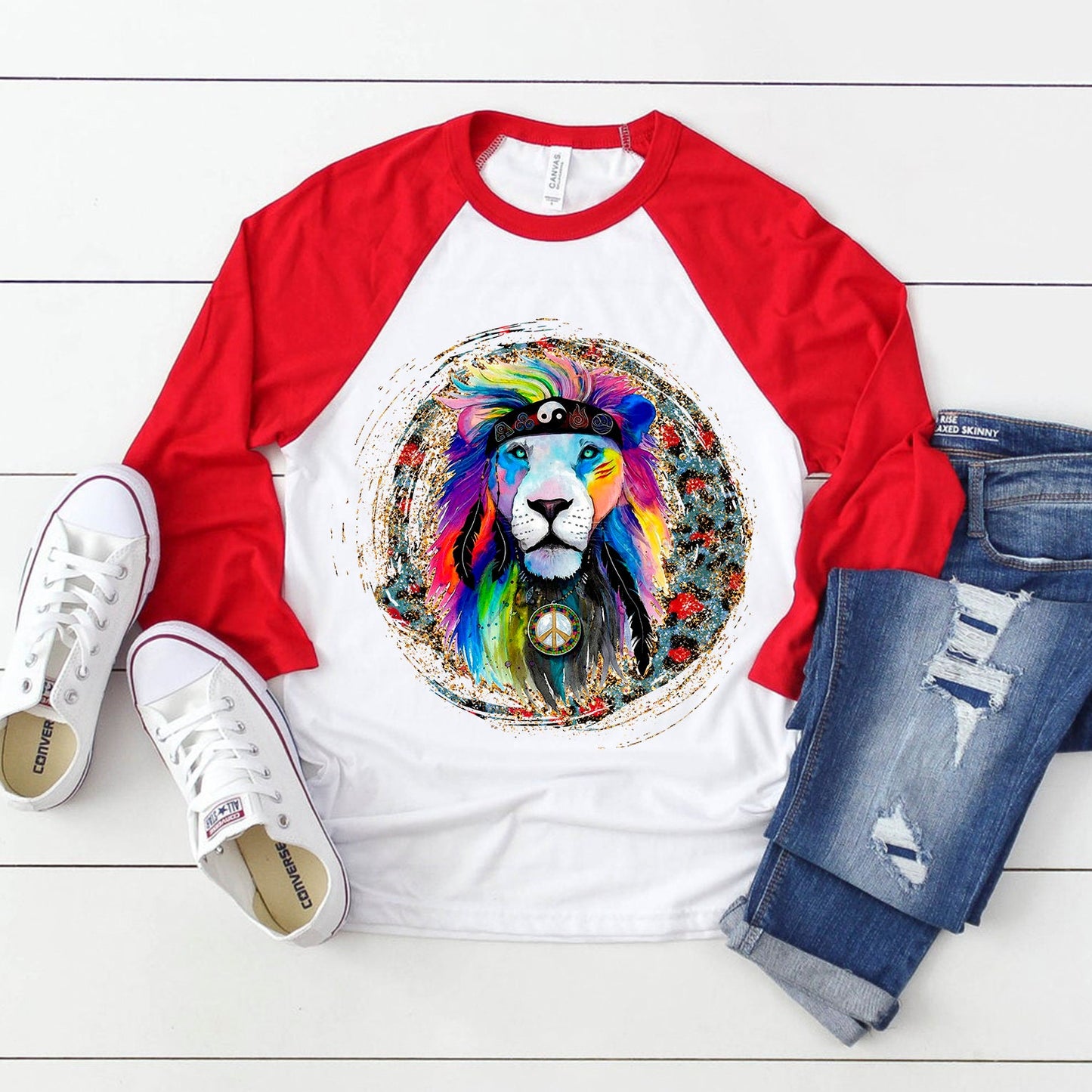 Colorful lion head sublimation design