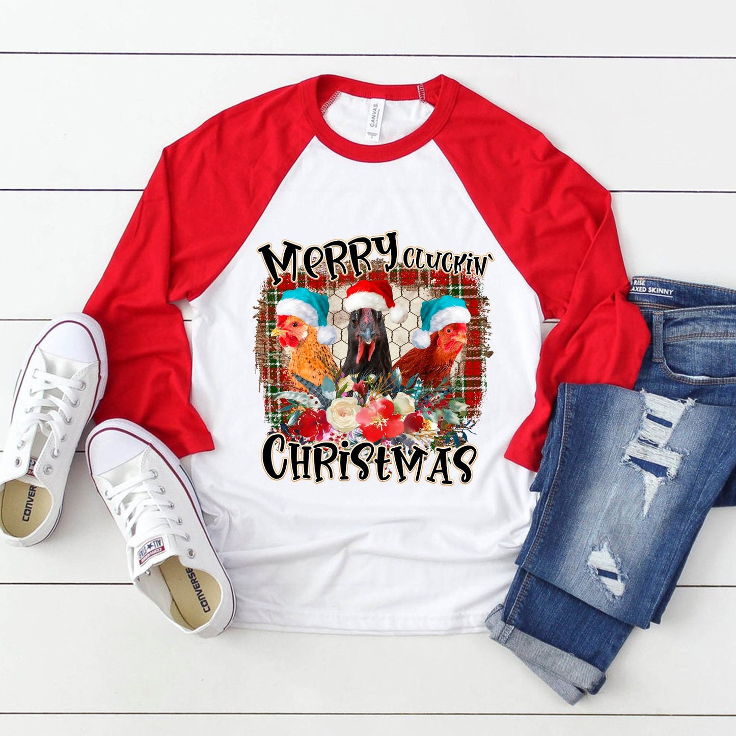 Merry cluckin' Christmas sublimation design