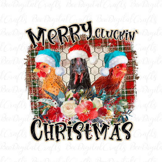 Merry cluckin' Christmas sublimation design