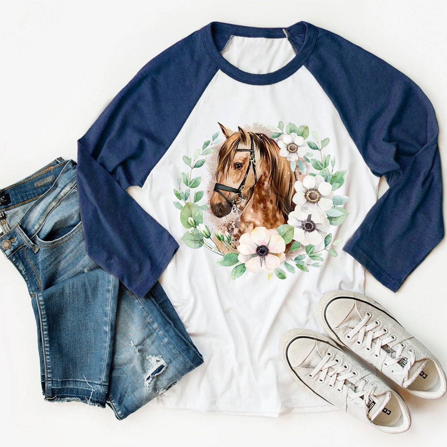 Horse with flower sublimation design