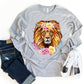 Lion with flowers sublimation design