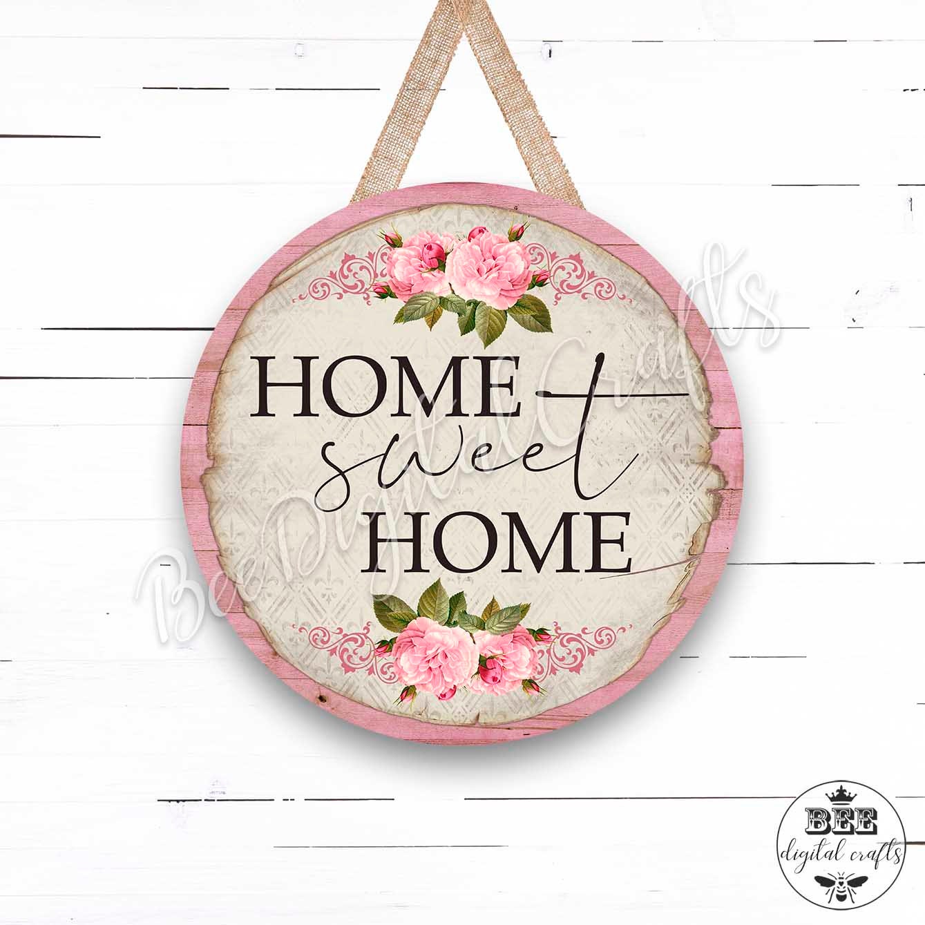 Home sweet home door hanger, 12 inch download design