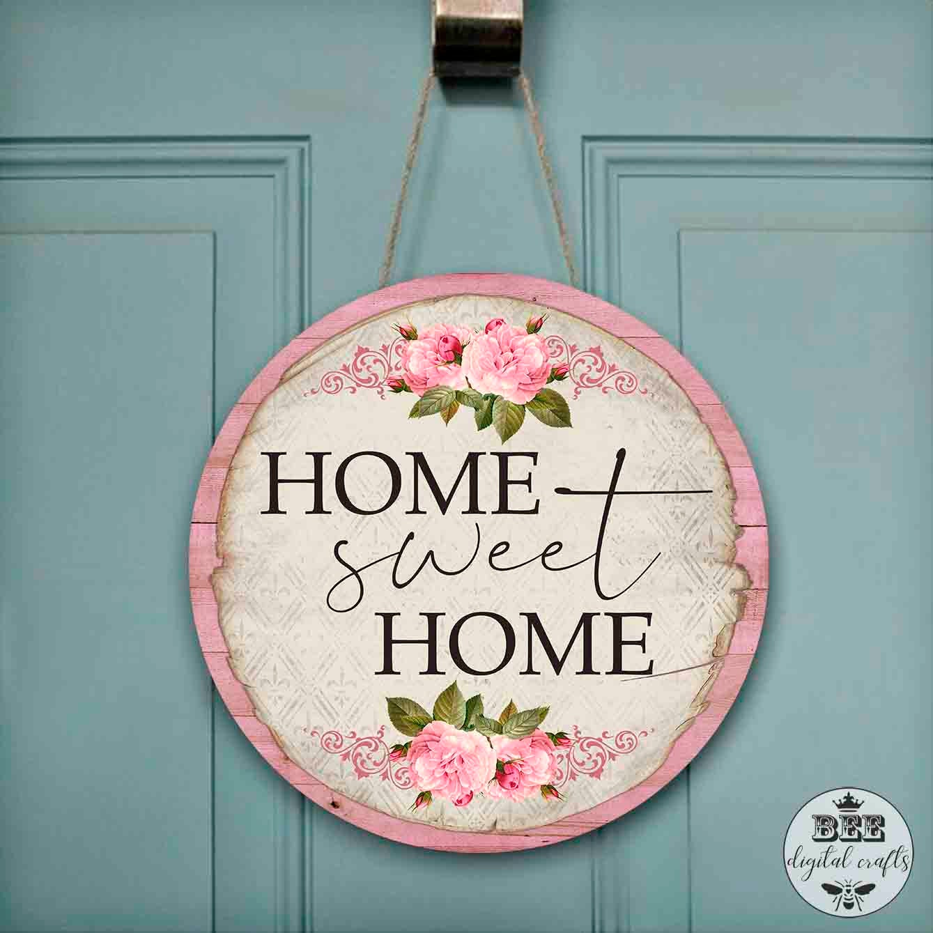 Home sweet home door hanger, 12 inch download design