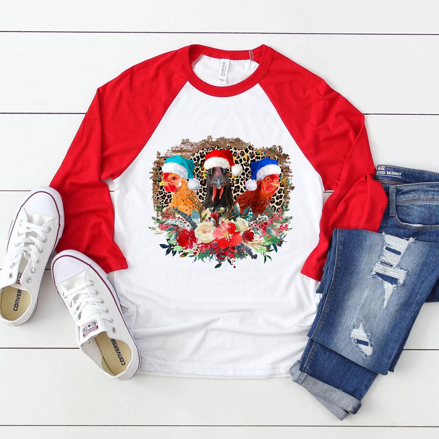 Christmas chicken trio with hat sublimation design