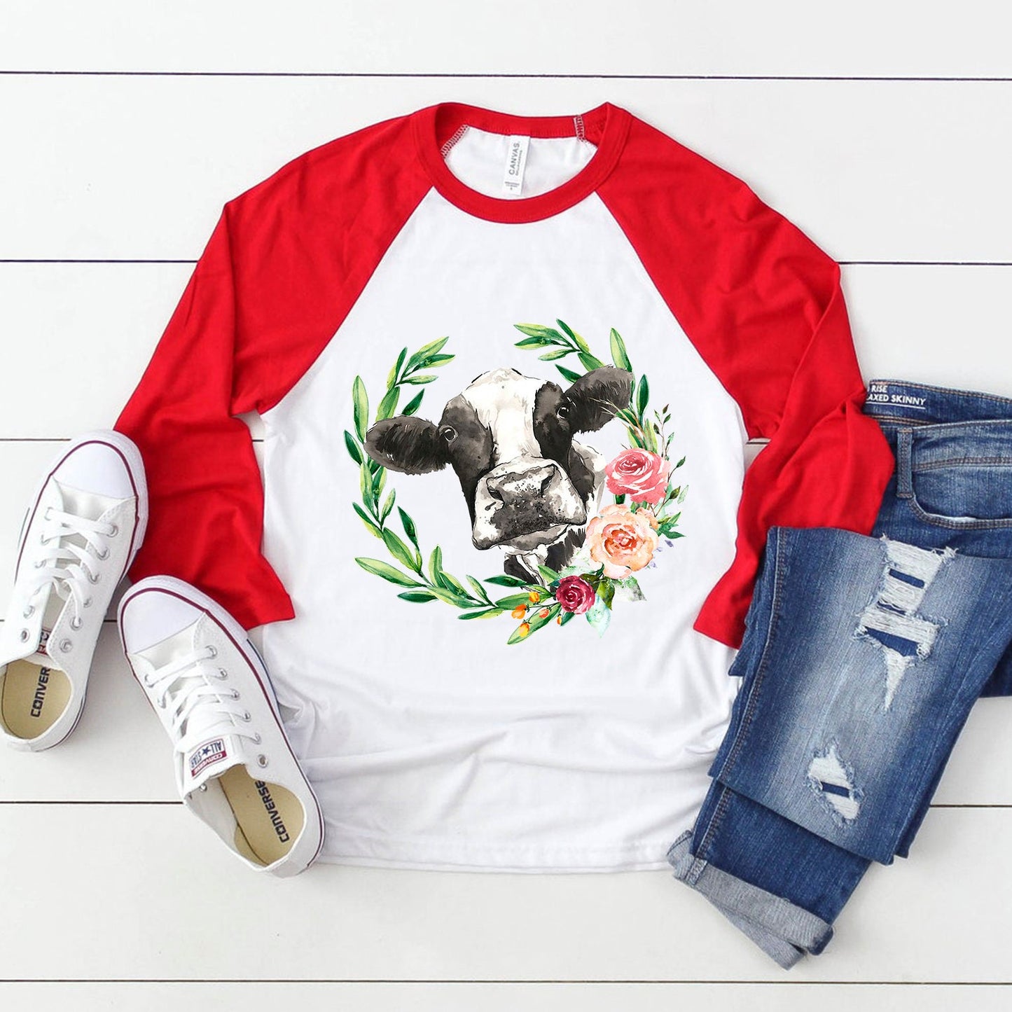 Cow with flower sublimation design