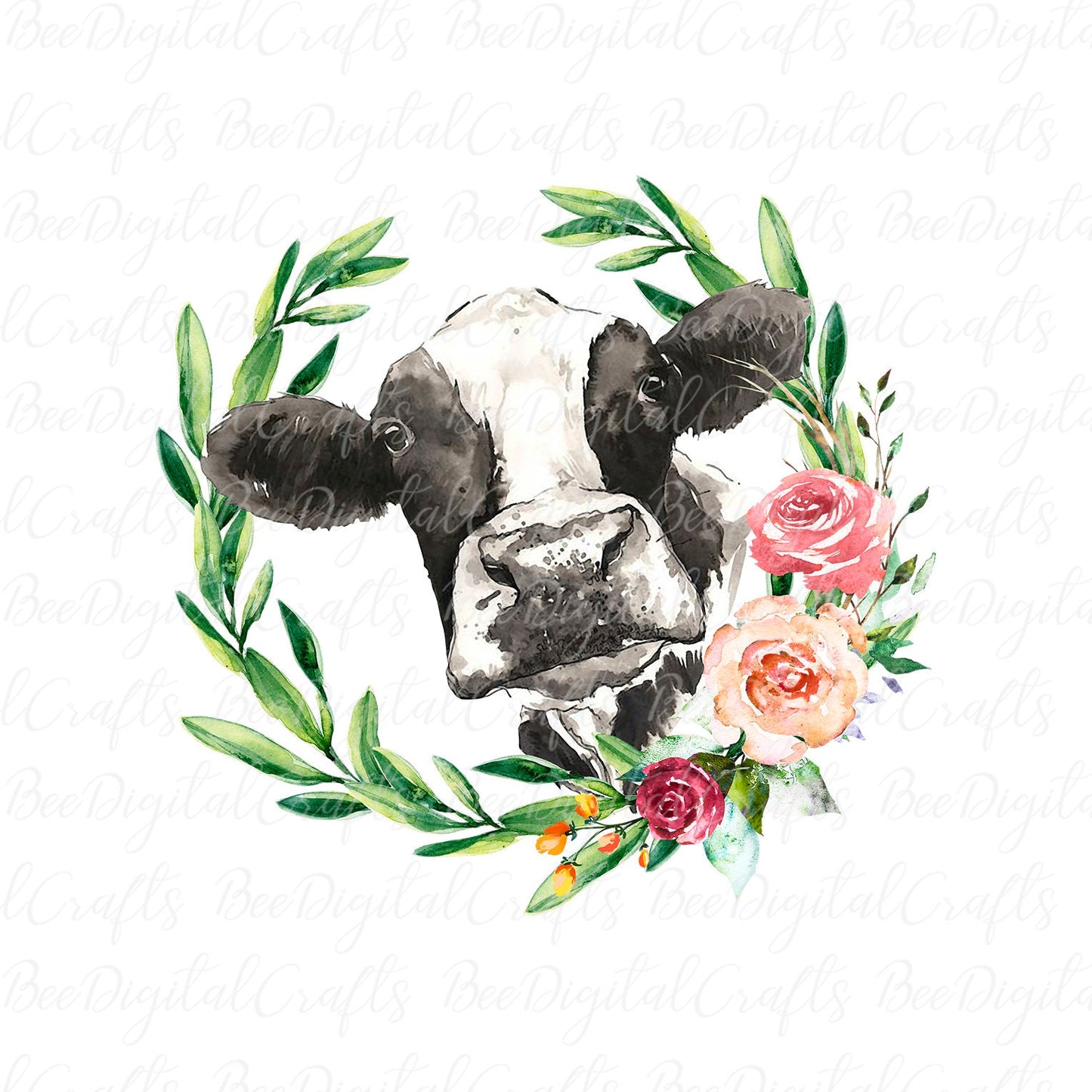 Cow with flower sublimation design