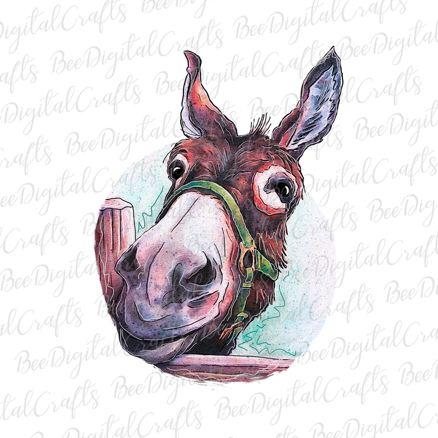 Watercolor donkey sublimation design