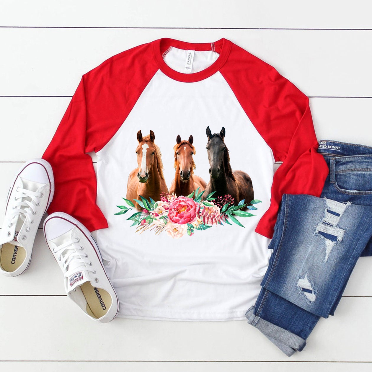 Horse with flower sublimation design