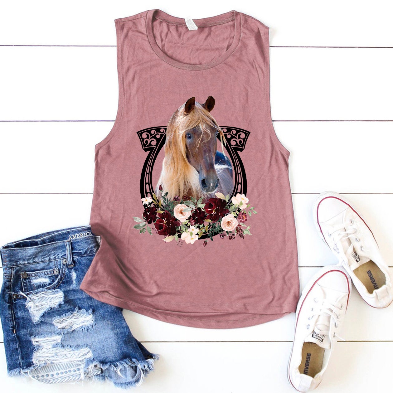 Horse with flower sublimation design