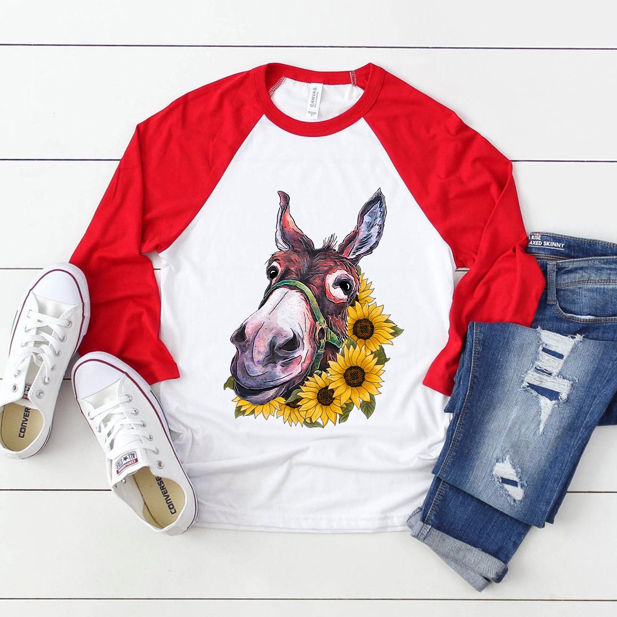 Donkey with sunflower sublimation design