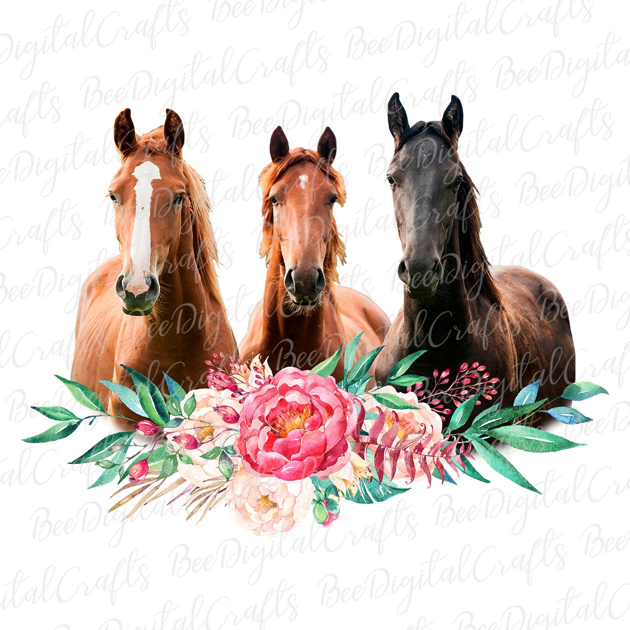 Horse with flower sublimation design