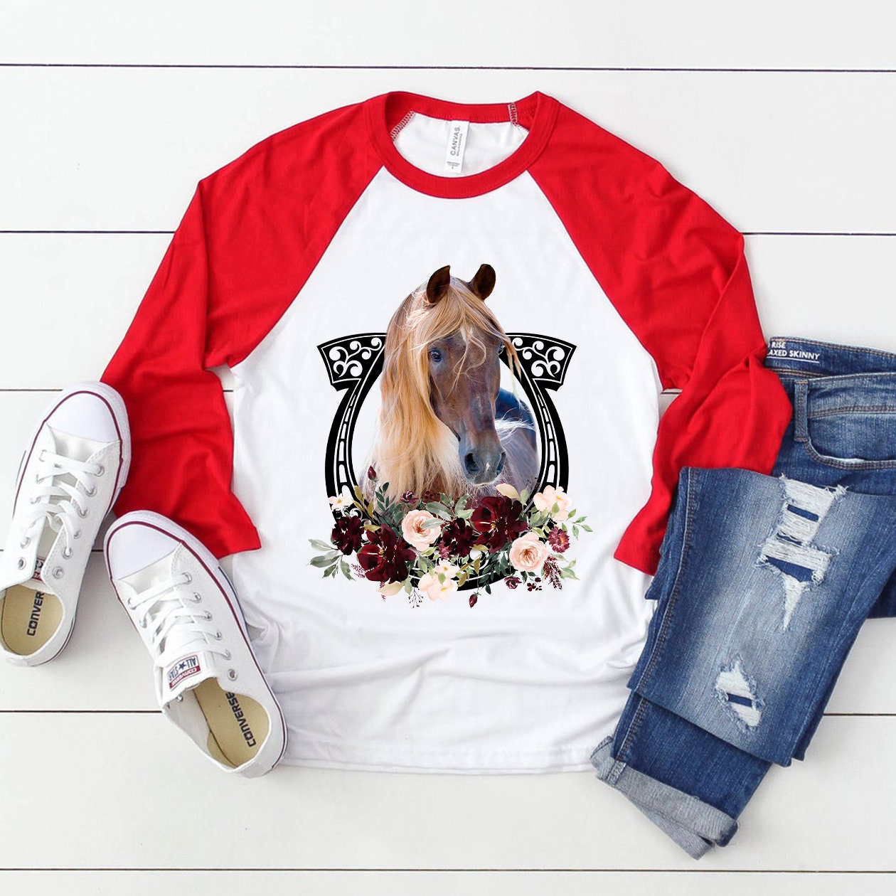 Horse with flower sublimation design