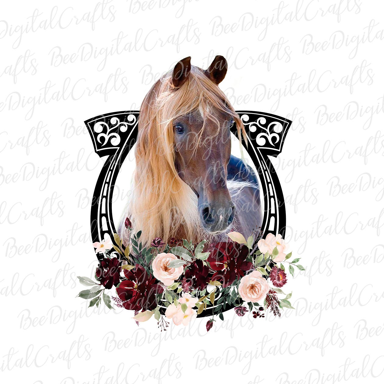 Horse with flower sublimation design