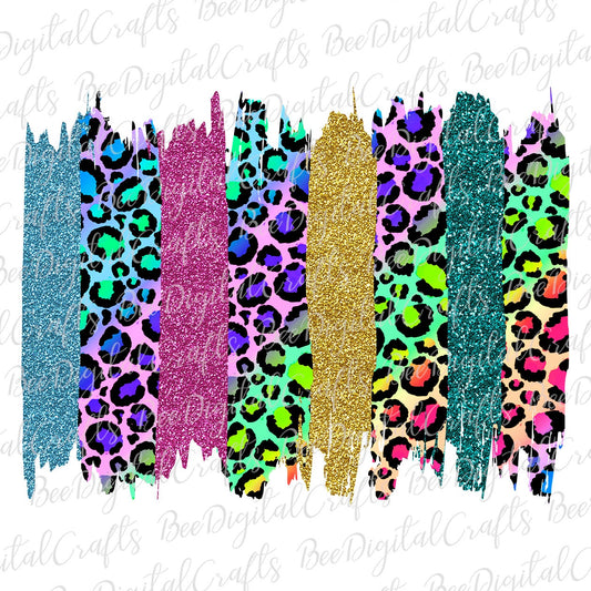 Colorful leopard brushstroke background sublimation design