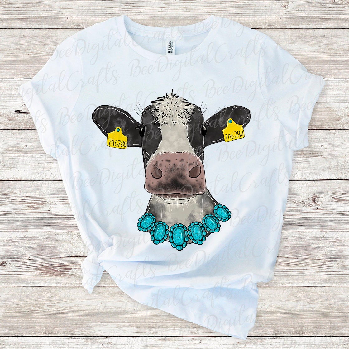 Cow with turquoise gem sublimation design