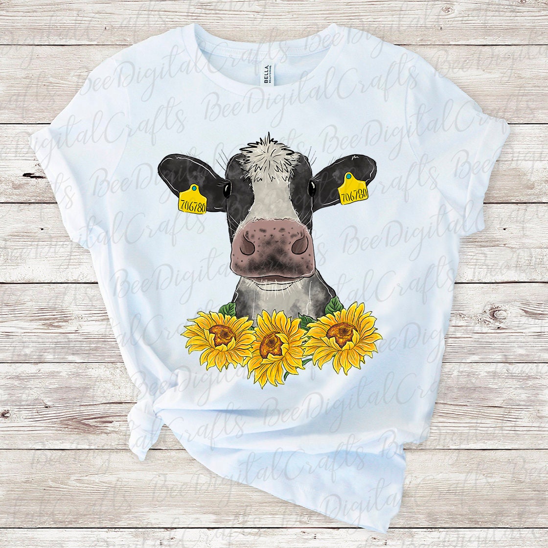 Cow with sunflower sublimation design