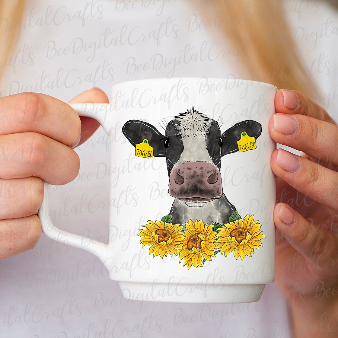 Cow with sunflower sublimation design