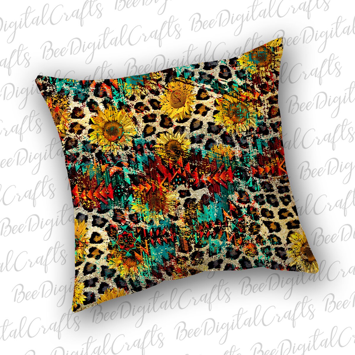 Sunflower leopard background sublimation design