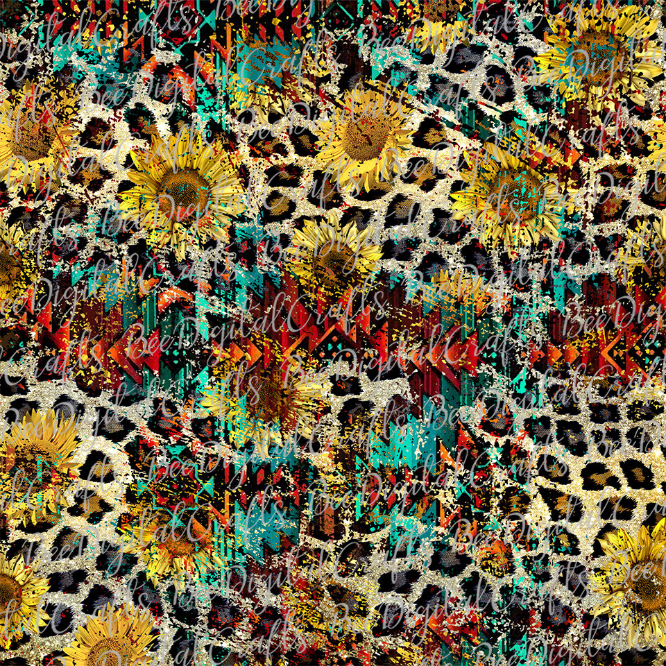 Sunflower leopard background sublimation design