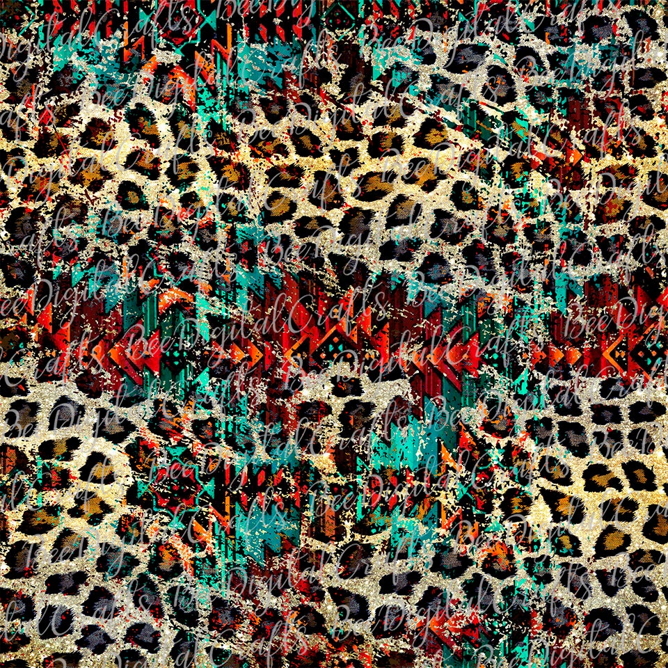 Aztec leopard print sublimation design