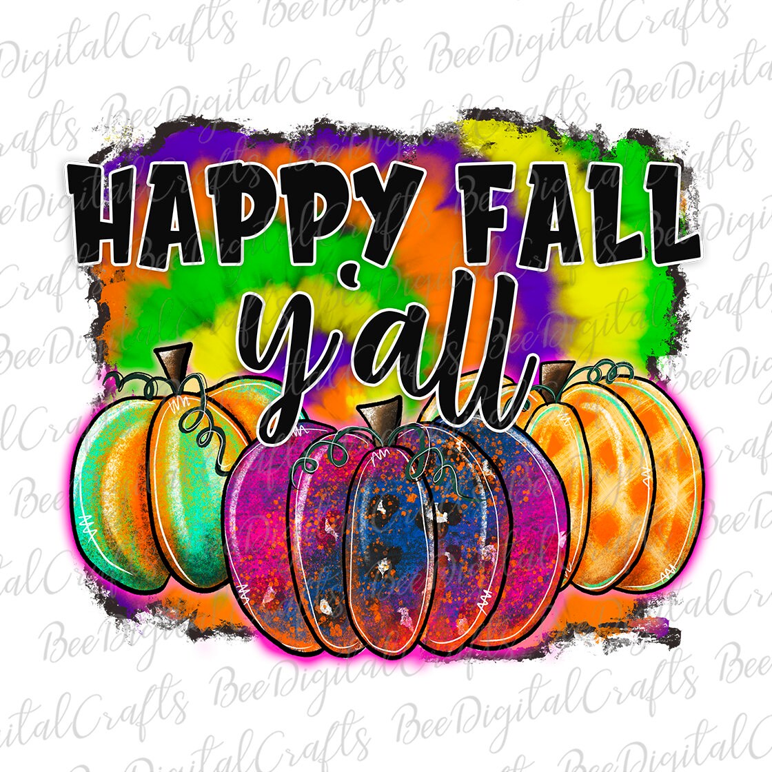 Happy fall y'all Pumpkin sublimation design