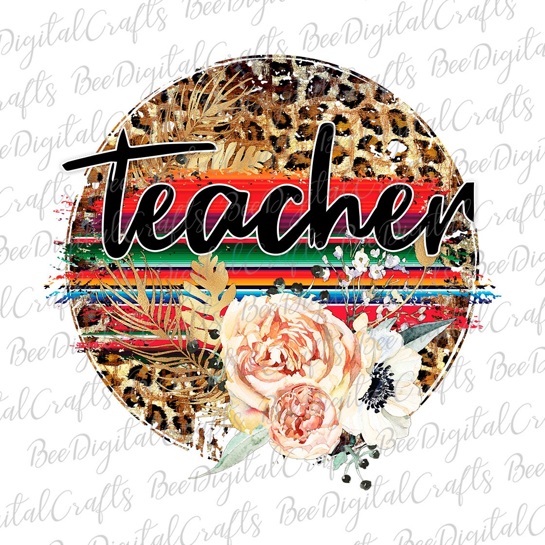 Teacher leopard sublimation design