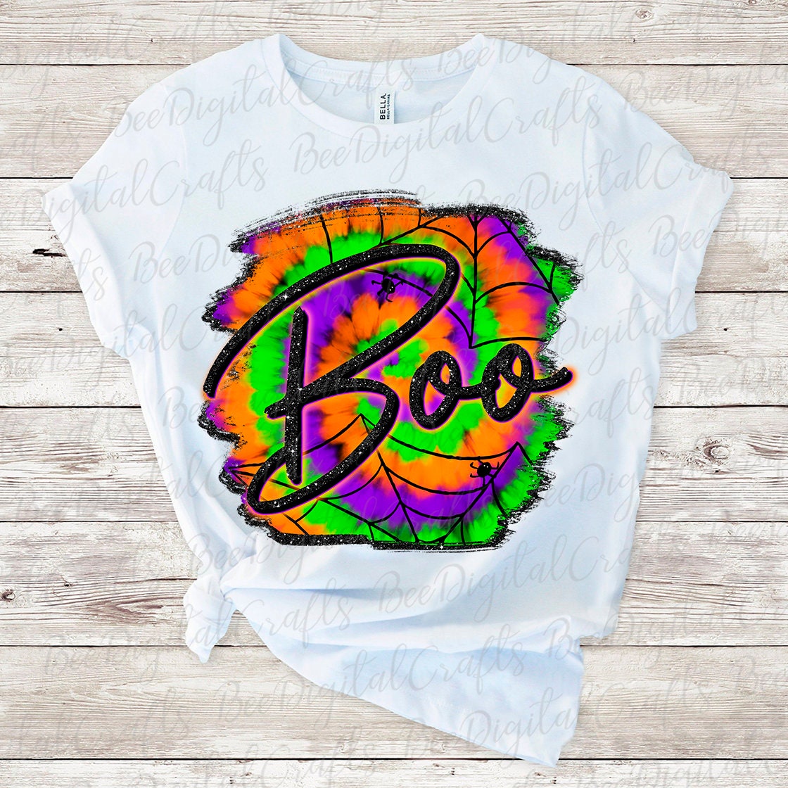 Halloween tie dye Boo sublimation design