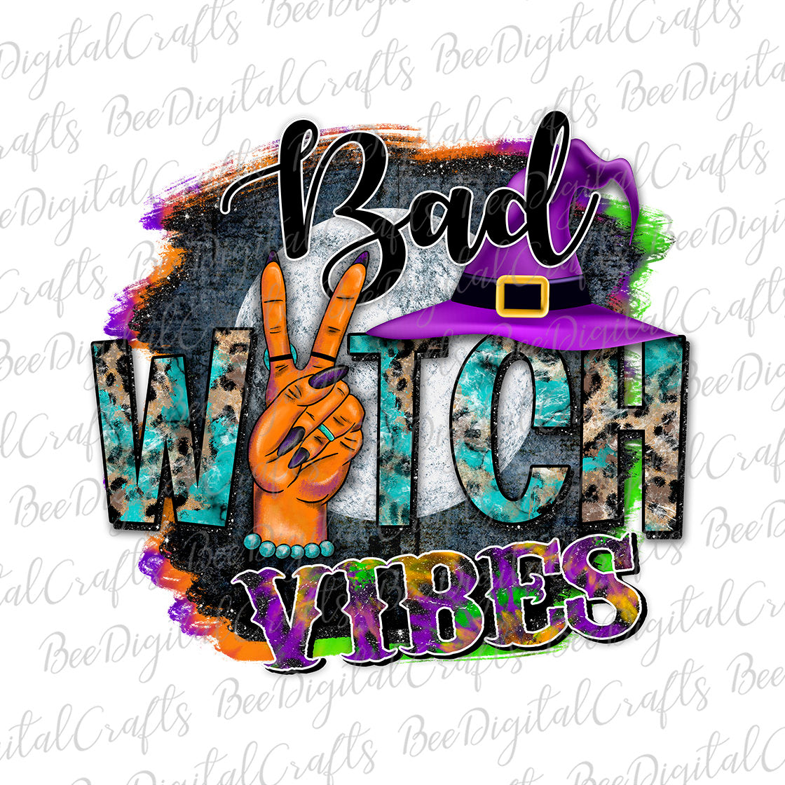 Bad witch vibes sublimation design