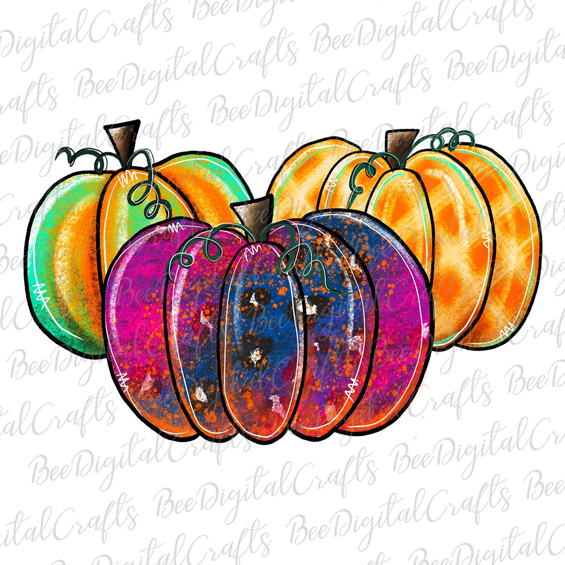 Watercolor pumpkin sublimation design