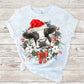 Christmas cow with wreath sublimation design