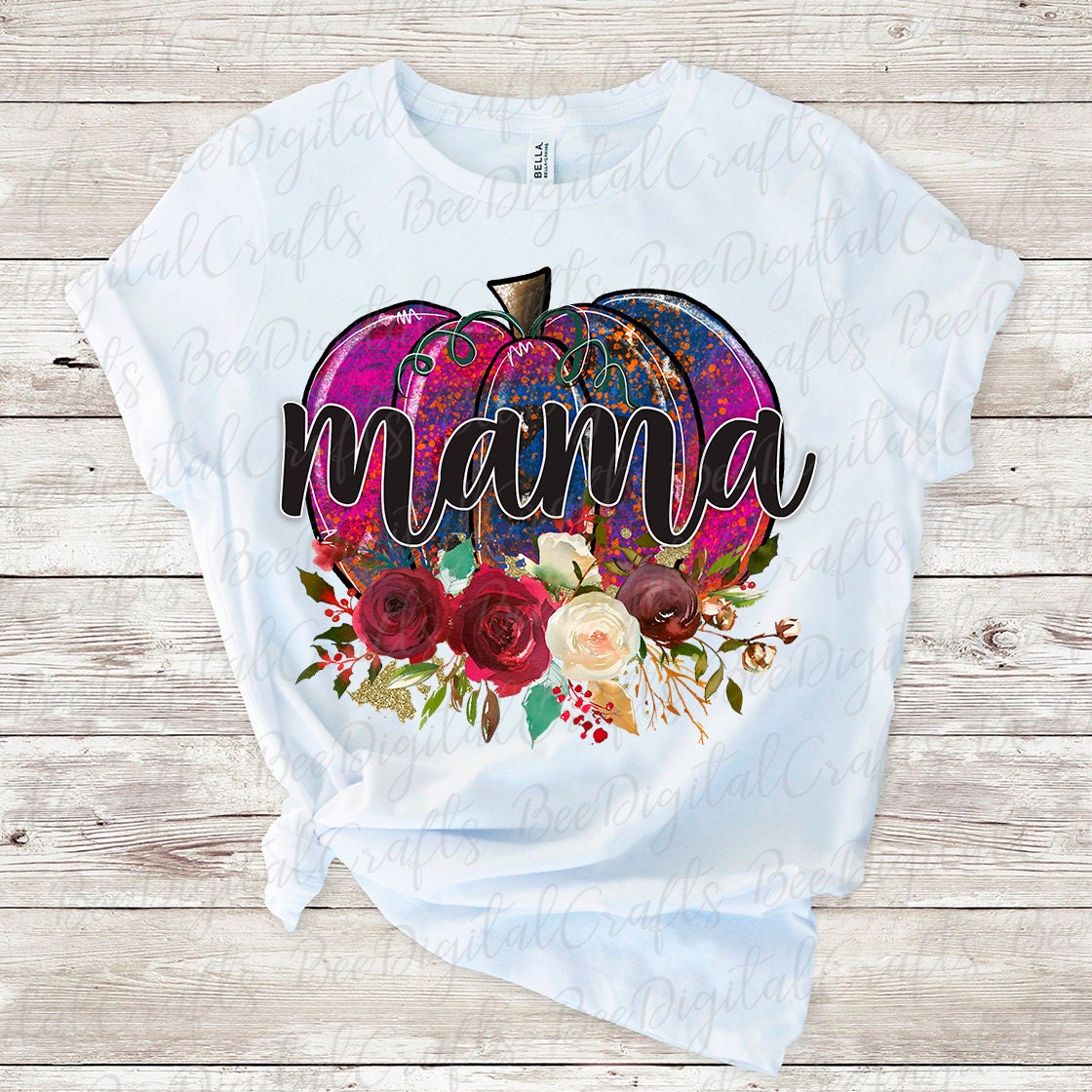 Mama and mini pumpkin flower sublimation design