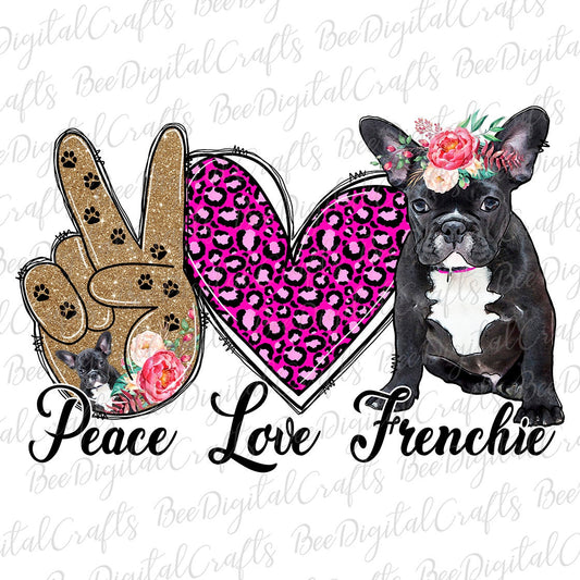 Peace love frenchie sublimation design