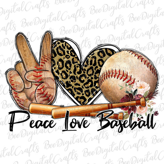 Peace love baseball sublimation design