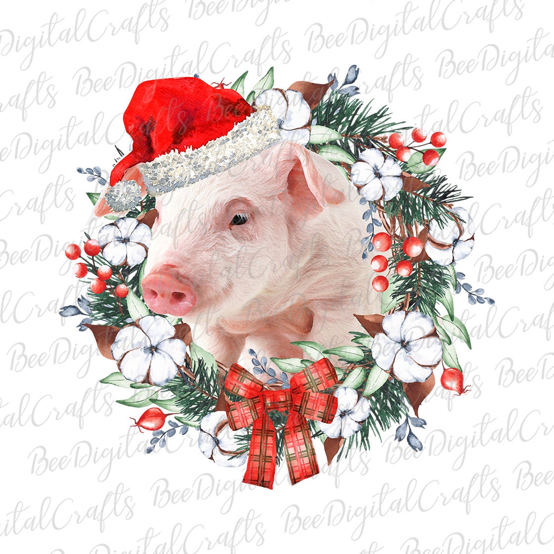 Christmas pig sublimation design