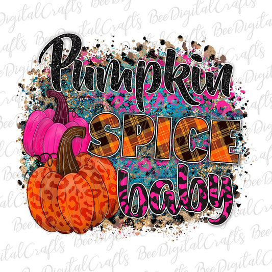 Pumpkin spice baby sublimation design