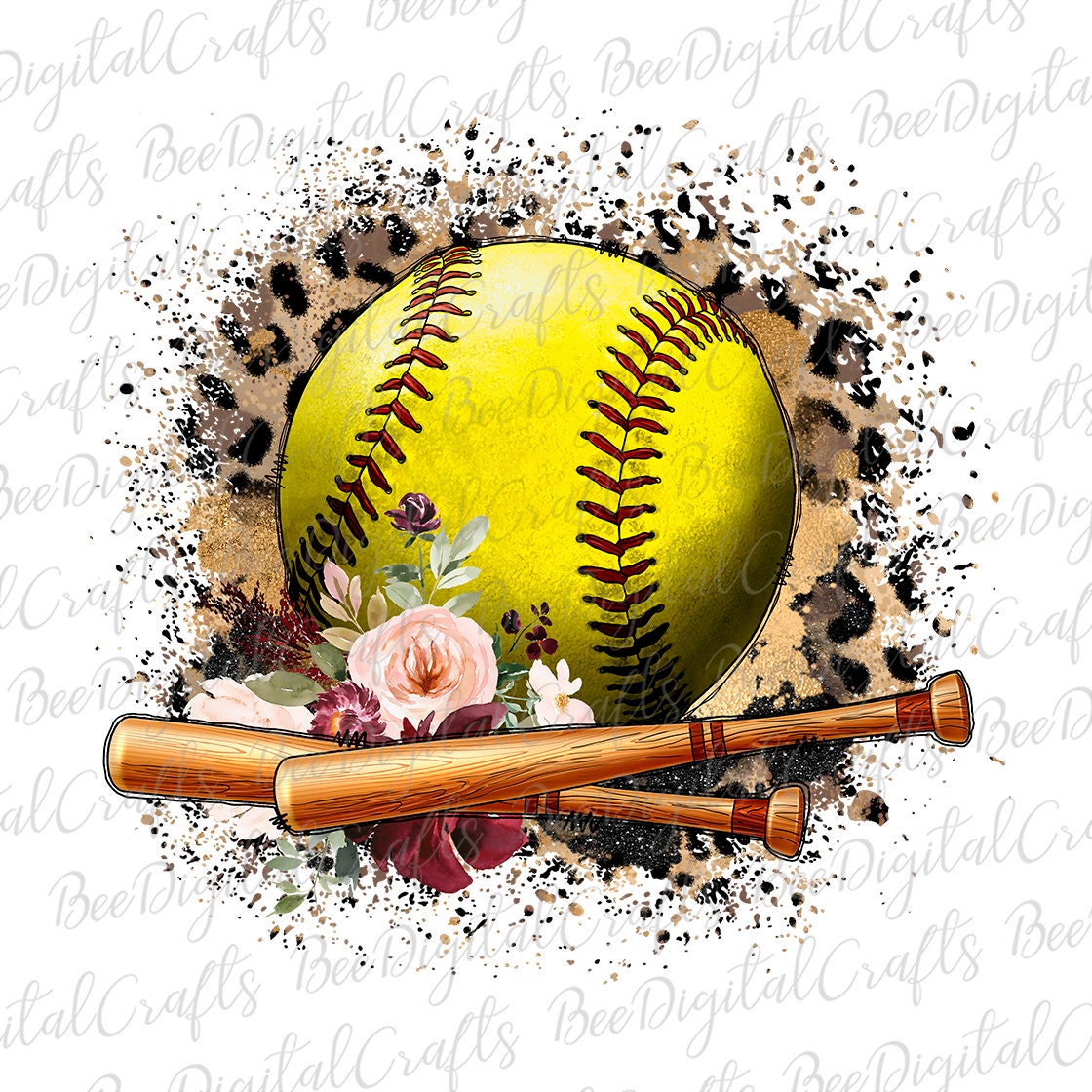 Softball leopard sublimation design