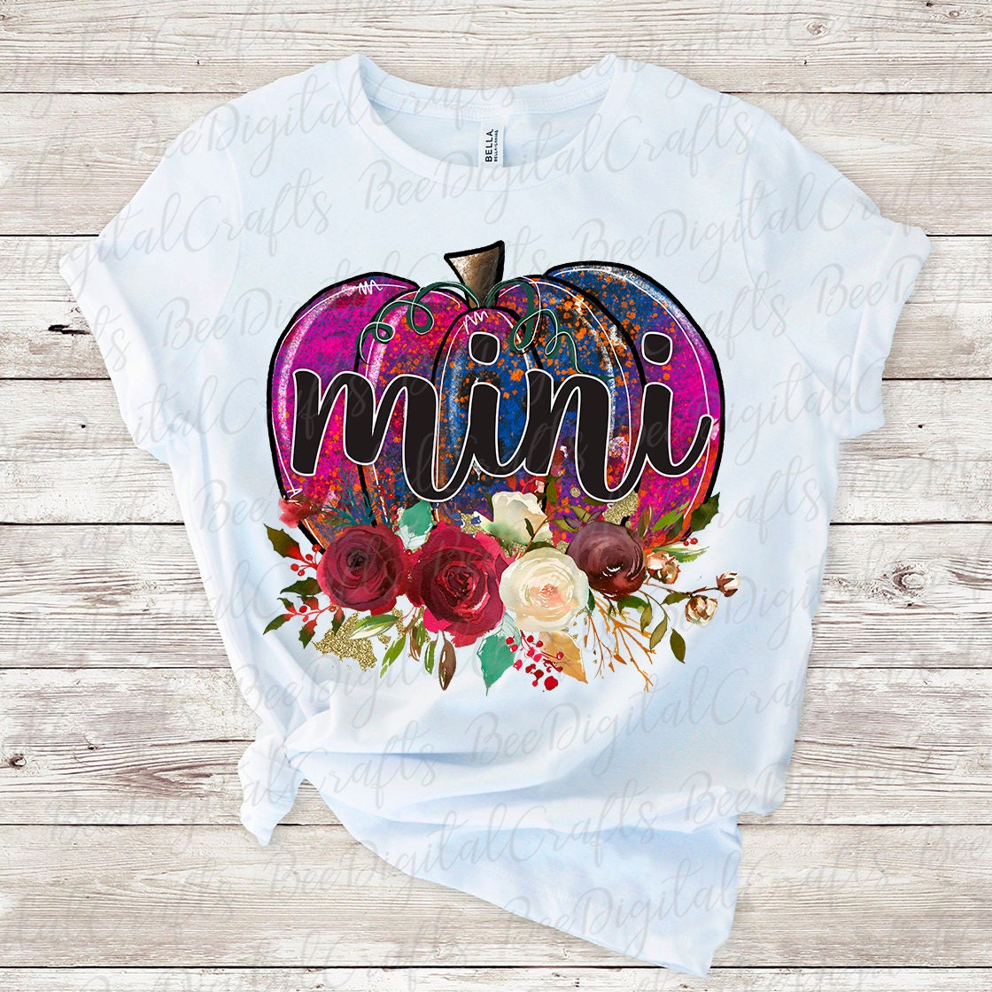 Mama and mini pumpkin flower sublimation design