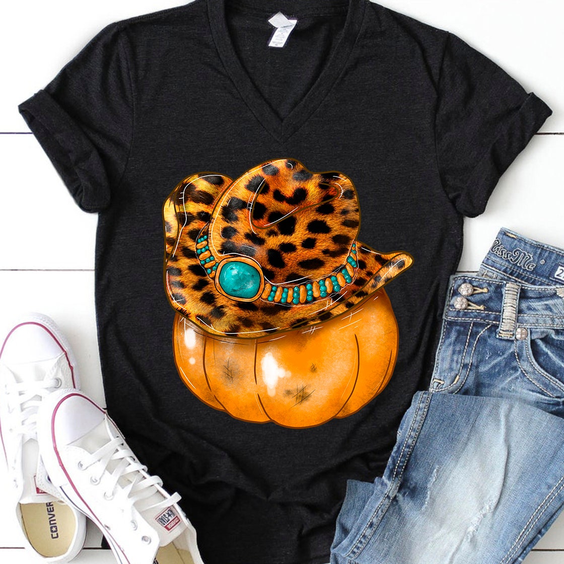 Pumpkin with western hat sublimation design