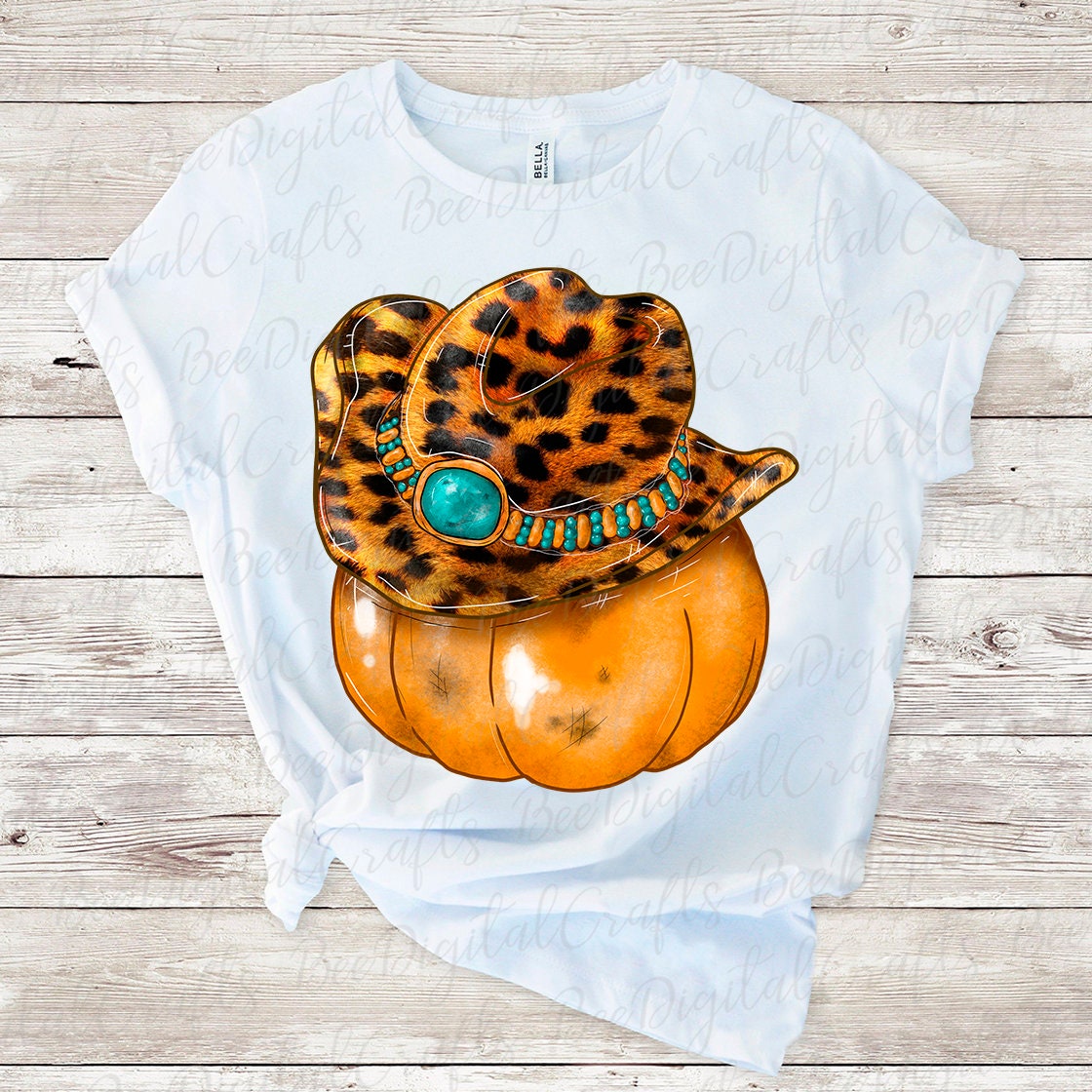 Pumpkin with western hat sublimation design